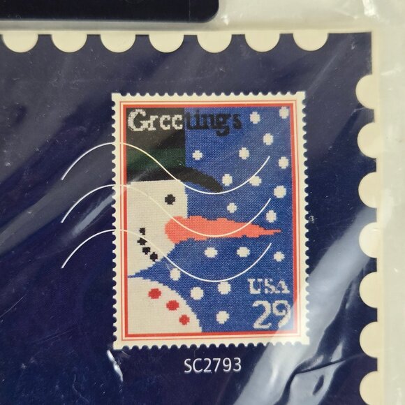 DMC "Snowman Greetings" Counted Cross Stitch Kit US Postage Stamp Collection NWT - Picture 5 of 9